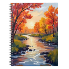 Herfstrivier | Natuur waterverf herfstkleuren Notitieboek