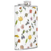 herfstroze rode en gele bloemen en bladeren heupfles (Rechts)