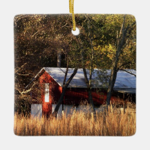 Herfstschuur in Centraal Maryland Keramisch Ornament