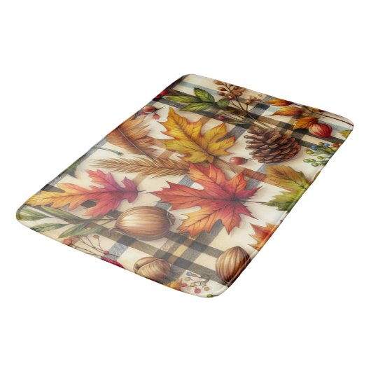Herfstseizoen Bladeren Bijgewerkt Schotland Geruit Badmat (Gekanteld)
