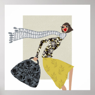 Herfstseizoen Glamour Mode Kunstposter Miss Wendy Poster