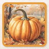 Herfstseizoen Pumpkin Theme Vierkante Kartonnen Onderzetter (Voorkant)