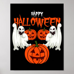 Herfstshirt met pompoengezicht spoken van de herfs poster