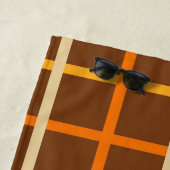 Herfstspeelpatroon in Sinaasappel groen en bruin Strandlaken (In situ)