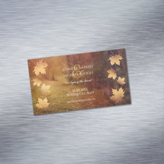 herfstspoor dat esdoorn verlaat rustige bruiloft visitekaartje magneet (Voorbeeld)