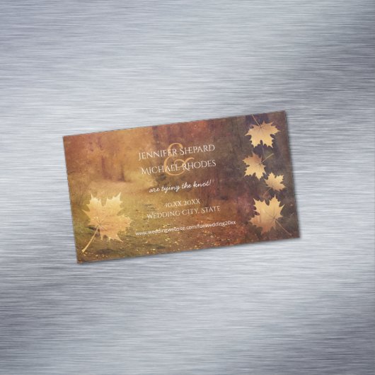 herfstspoor dat esdoorn verlaat rustige bruiloft visitekaartje magneet (Voorbeeld)