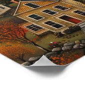 Herfststad Folk Art Oil Painting Poster (Hoek)