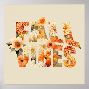 Herfststemming aquarel wilde bloemen herfstbladere poster