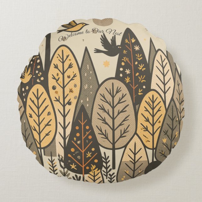 Herfststiltebos Rond Kussen (Voorkant)
