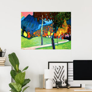 Herfststudie in Oberau van Kandinsky Poster