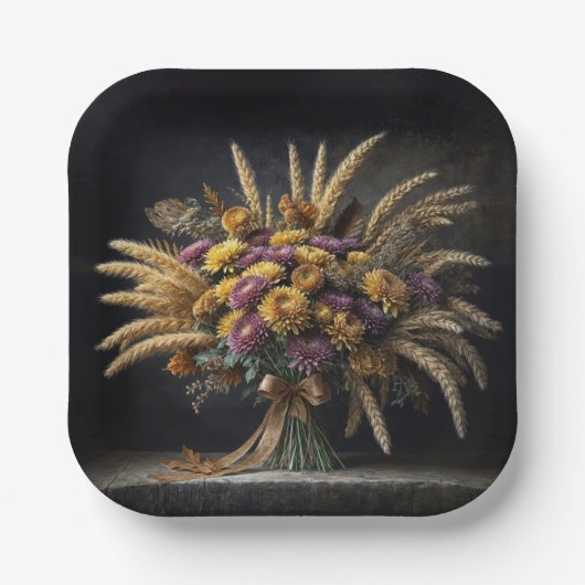 Herfsttarwestengels en mama boeket papieren bordje (Voorkant)