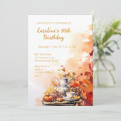 Herfsttheepartij Elegant 90e verjaardag Kaart (Staand voorkant)