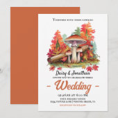 Herfstthema met champignon waterverf bruiloft kaart (Voorkant / Achterkant)