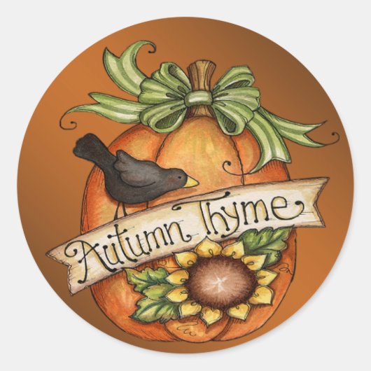 Herfsttijm Ronde Sticker (Voorkant)