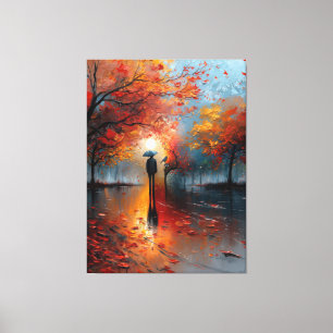 Herfsttinten op Rainy Boulevard Canvas Afdruk