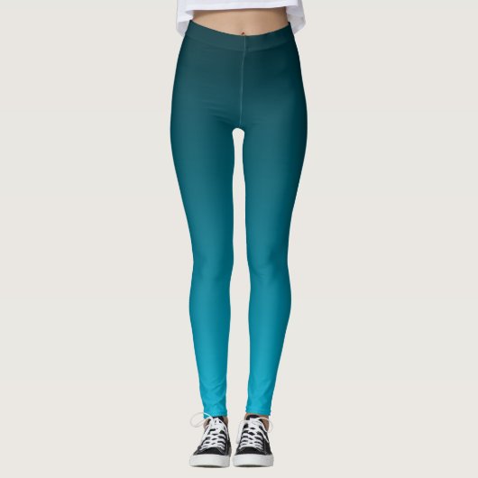 Herfsttrendkleur Levendige cyaan ombre Leggings (Voorkant)