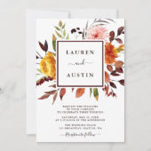 Herfsttuin Marsala Waterverf bruiloft Kaart (Voorkant)