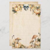 Herfsttuin met schedel en pompoenen gevoerd briefpapier (Voorkant / Achterkant)