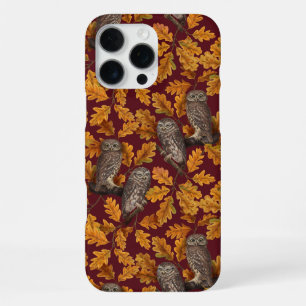 Herfstuilen op donkerrood iPhone 16 pro max hoesje