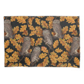 Herfstuilen op zwart kussensloop (Voorkant-Links)