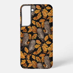 Herfstuilen op zwart samsung galaxy hoesje