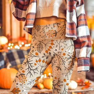 Herfstval Beren Bladeren en Takken Patroon Leggings
