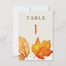 Herfstval Bladeren Aquarel Tafel Nummers