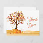 Herfstval bomen pompoen bedankkaart (Voorkant / Achterkant)