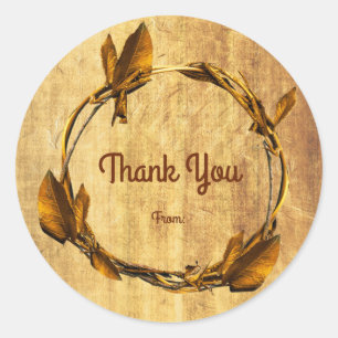 Herfstval namaak goud blad & stick krans gunst ronde sticker