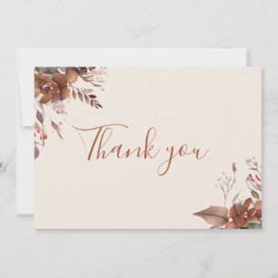 Herfstval Roestige Bloemrijke Elegante Schrift Bedankkaart