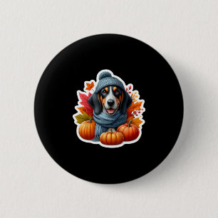 Herfstval Zwarte En Bruine Coonhound-hondeneigenaa Ronde Button 5,7 Cm