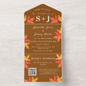 Herfstvalblad Terracotta QR Code Trouw RSVP All In One Uitnodiging (Binnen)