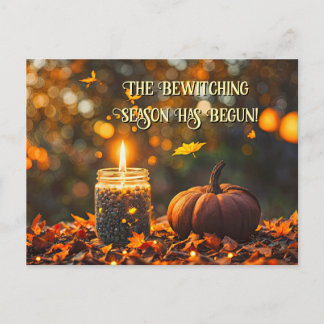 Herfstvalequinox Mabon Kaars Pompoen Feestdagenkaart