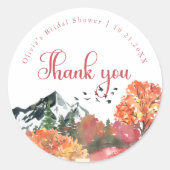 Herfstvallei Bergbos Bruiloft Ronde Sticker (Voorkant)