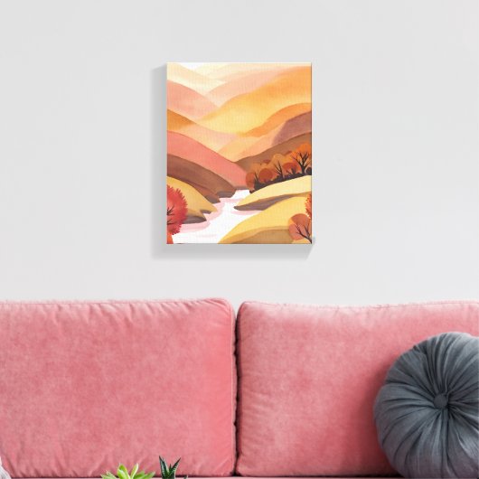 herfstverblijf | Herfst gebladerte Waterverf lands Canvas Afdruk (Insitu (Woonkamer))