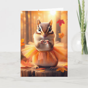 Herfstverjaardag Chipmunk met een Tutu Kaart