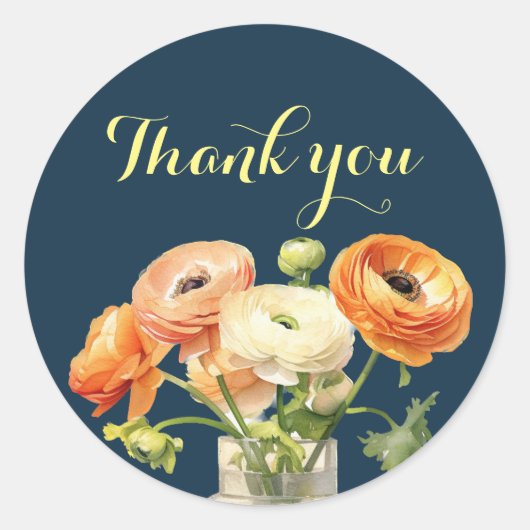 Herfstverjaardagsfeest Herfst Sinaasappels bloemen Ronde Sticker (Voorkant)