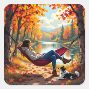Herfstvibes en Herfst zegeningen Vierkante Sticker