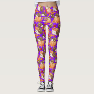 Herfstvibes Patroon Porcupine B Paarse BG Leggings