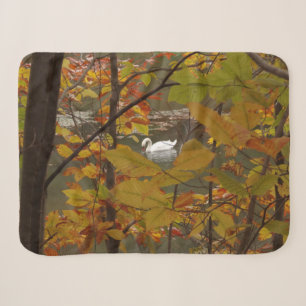 Herfstvijver met zwaan sherpa deken