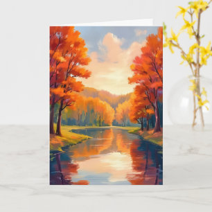 Herfstvijver   Waterverf Natuur Herfstbladeren Kaart