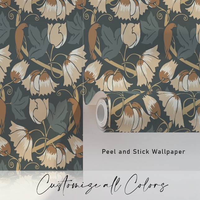  herfstvogels & wijnstokken behang (Creator heeft geüpload)