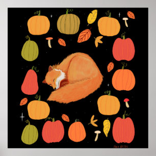 Herfstvos Acryl Sleutelhanger Poster