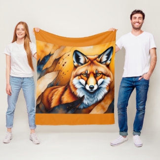 Herfstvos Schilderen Fleece Deken