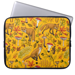 Herfstvossen op sinaasappel laptop sleeve