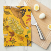 Herfstvossen op sinaasappel theedoek (Quarter Fold)