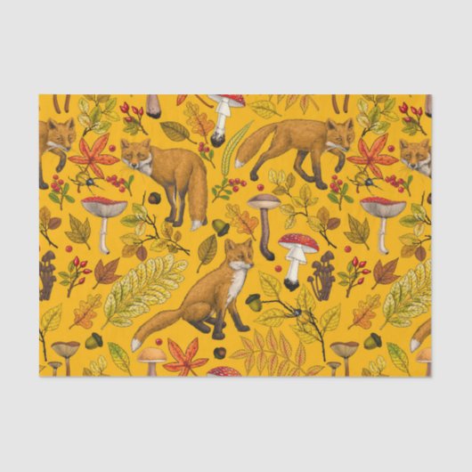 Herfstvossen op sinaasappel tissuepapier (Voorkant)