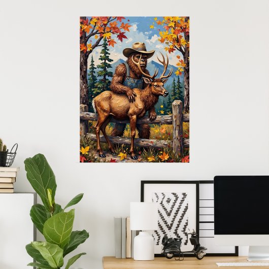 Herfstvrienden: Bigfoot en de Eland Poster (Thuiskantoor)