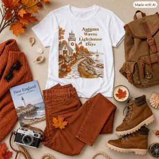 Herfstvuurtoren Kuststijl Bruin Oranje  T-shirt