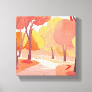 Herfstwandeling   Abstracte Aquarel Canvas Afdruk